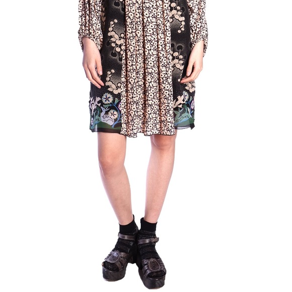 ANNA SUI WILD CHERRY BLACK MIXED PRINT DRESS - Picture 4 of 4